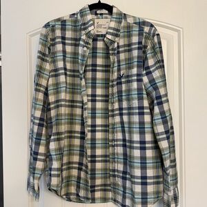 American Eagle Outfitters Blue and Green Plaid Shirt